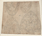 Four Tracery Studies for Arched Windows, Lorenz Spenning or Workshop, Pen and black ink, over blind ruling with stylus, guided by compass and straightedge, on parchment
