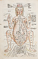 Fasciculus medicinae, Johannes de Ketham  German, Book with woodcut and hand-colored illustrations in watercolor and gouache; dark brown calf's-leather binding
