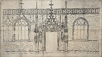 Design for the Saint Lawrence Portal on the North Side of Strasbourg Cathedral, Jakob von Landshut, Pen and ink, over blind ruling with stylus, guided by compass and straightedge, on paper