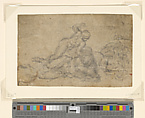 Four Fragments with Sketches of David and Goliath (recto); Fragmentary Architectural Designs (verso), Michelangelo Buonarroti (Italian, Caprese 1475–1564 Rome), Black chalk