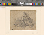 Four Fragments with Sketches of David and Goliath (recto); Fragmentary Architectural Designs (verso), Michelangelo Buonarroti (Italian, Caprese 1475–1564 Rome), Black chalk