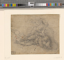 Four Fragments with Sketches of David and Goliath (recto); Fragmentary Architectural Designs (verso), Michelangelo Buonarroti (Italian, Caprese 1475–1564 Rome), Black chalk