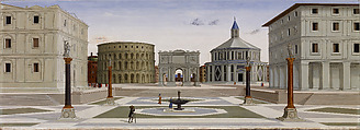 The Ideal City (Città Ideale), Central Italian artist for an Urbino patron  Italian, Oil and tempera on panel