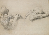 Two Male Nudes Drawn from the Same Model (Study the Battle of the Milvian Bridge, Sala di Costantino) (recto), Two Studies of an Elderly Man (verso; not by Raphael), Raphael (Raffaello Sanzio or Santi)  Italian, Black chalk, highlighted with white gouache, over preliminary stylus underdrawing, with slight retouching of contours (recto); black chalk, some contours reinforced in pen and brown ink (verso)