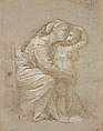 Mother and Child (Study for the Madonna della Seggiola), Raphael (Raffaello Sanzio or Santi)  Italian, Metalpoint, highlighted in white gouache, on paper prepared gray; outlines stylus-incised by a later hand