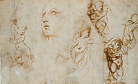 Studies for Saint Catherine and Various Putti, Raphael (Raffaello Sanzio or Santi)  Italian, Pen and brown ink over preliminary stylus underdrawing, possibly leadpoint and another metallic medium, on laid paper