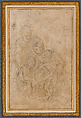 The Holy Family with Young Saint John the Baptist and Figure in a Landscape, Raphael (Raffaello Sanzio or Santi)  Italian, Two hues of metalpoint (one being leadpoint), some pen and brown ink, highlighted with white gouache, on paper prepared pinkish buff