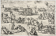 The Wagon of Hay (Al Hoy), Frans Hogenberg (Netherlandish, 1540–1590), Etching; printed from two plates on two sheets