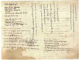 Cod. Vat. Lat. 3211, fol. 88r-v: Study of a bent knee and sonnet “Amor se tu se dio”, Michelangelo Buonarroti (Italian, Caprese 1475–1564 Rome), Pen and brown ink (sonnet), black chalk (drawing)
