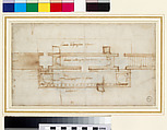 Design for the Cyborium of San Lorenzo (recto); the Risen Christ (verso), Michelangelo Buonarroti (Italian, Caprese 1475–1564 Rome), Pen and brown ink, brush and brown wash, over traces of black chalk (recto); black chalk, some ruled lines in black chalk, pen and brown ink (verso)