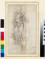 Design for the Cyborium of San Lorenzo (recto); the Risen Christ (verso), Michelangelo Buonarroti (Italian, Caprese 1475–1564 Rome), Pen and brown ink, brush and brown wash, over traces of black chalk (recto); black chalk, some ruled lines in black chalk, pen and brown ink (verso)