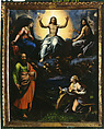 Dëesis (Christ in Glory with the Virgin Mary and Saints John the Baptist, Catherine, and Paul), Giulio Romano  Italian, Tempera grassa and oil on wood