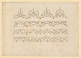 Schematic Representation of Tracery Elements and Friezes, from Basler Goldschmiederisse (Basel goldsmith’s drawings), Jörg Schweiger, Pen and brown ink on paper