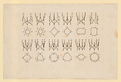 Schematic Representation of Tracery Elements and their Plans, from Basler Goldschmiederisse (Basel goldsmith’s drawings), Jörg Schweiger the Elder, Pen and brown ink on paper
