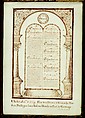 Ten Commandments, Chester, January 17, 1734, Matthias Buchinger  German, Pen and ink on vellum