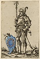 Four Augsburg Nobles in Full Armor, from Augsburg Book of Peerage (Das Augsburger Geschlechterbuch), Hans Burgkmair the Younger (1500–ca. 1562), Etching with hand coloring