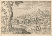 Landscape with Two Horsemen, Etienne DuPérac (French, ca. 1535–1604), Etching