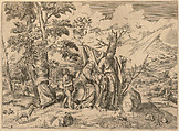 Rest on the Flight into Egypt, Giulio Bonasone (Italian, active Rome and Bologna, 1531–after 1576), Etching and engraving