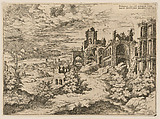 Ruins on the Palatine (1550), from the series Praecipua aliquot Romanae Antiquitatis Ruinarum Monimenta, vivis prospectibus, Hieronymus Cock (Netherlandish, Antwerp ca. 1510–1570 Antwerp), Etching