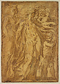 Figures at an Altar, Parmigianino (Girolamo Francesco Maria Mazzola) (Italian, Parma 1503–1540 Casalmaggiore), Metalpoint with white heightening on prepared paper