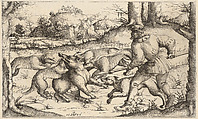 The Boar Hunt, Augustin Hirschvogel (German, Nuremberg 1503–1553 Vienna), Etching