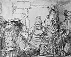 Christ Seated Disputing with the Doctors, Rembrandt (Rembrandt van Rijn) (Dutch, Leiden 1606–1669 Amsterdam), Etching, possibly with touches of dry point