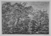 A Forest Marsh with Travelers on a Bank (The Travelers), Jacob van Ruisdael  Dutch, Etching, first state of four