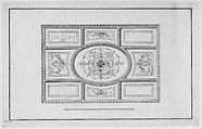 Design for Ceiling at Kirtlington Park, Oxfordshire, John Sanderson (British, active from 1730, died 1774), Pen, gray ink with gray and pale yellow washes