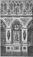 Interior Elevation of Reims Cathedral with a Statue of King Louis I, Charles Percier (French, Paris 1764–1838 Paris), Pen and black ink, watercolor