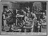 The Workshop of an Engraver [Sculptura in Aes], plate 19 from Nova Reperta, Jan van der Straet, called Stradanus  Netherlandish, Engraving