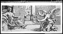 The Annunciation with Kneeling Angel, Enea Vico Italian, Engraving