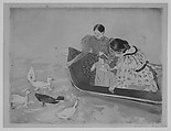 Feeding the Ducks, Mary Cassatt (American, Pittsburgh, Pennsylvania 1844–1926 Le Mesnil-Théribus, Oise), Drypoint, softground etching, and aquatint, printed in color from three plates; fourth state of four (Mathews & Shapiro)