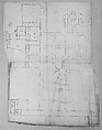 Ville d'Este, Gardens, Quirinal, plan (recto) blank (verso), Drawn by Anonymous, French, 16th century, Pen and brown ink, brush and brown wash over traces of black chalk