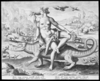 Allegory of Africa, from "The Four Continents", Adriaen Collaert  Netherlandish, Engraving; second state of three