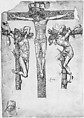 Fragments of a Crucifixion, with the Virgin Mary, Woodcuts, hand-colored