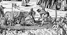 Procession of the Doge to the Bucintoro on Ascension Day, with a View of Venice, ca. 1565, Jost Amman (Swiss, Zurich before 1539–1591 Nuremberg), Woodcut; third state