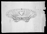 Design for a fruit or bread basket, Thomas Fletcher American, Pen and ink with wash