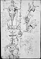 Female Term, seated figure, and fantastical creature (recto); Satyr and study of a woman and child (verso), ? attributed to Andrés de Melgar (Spanish, documented S. Domingo de la Calzada, died after 1554), Pen and brown ink
