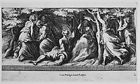 Perseus in the Garden of the Hesperides, Cherubino Alberti (Zaccaria Mattia) (Italian, Borgo Sansepolcro 1553–1615 Rome), Engraving