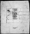 Forum of Augustus, hemicycle, Attic base, elevation and sculpted detail; Ionic capital, elevation; Palazzo Baldassini, cortile, elevation (recto) blank (verso), Drawn by Anonymous, French, 16th century, Dark brown ink, black chalk, and incised lines