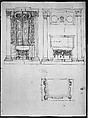 Unidentified, funerary altar, plan and elevations (recto) S. Giovanni Laterano, Oratorio della Santa Croce, paneling, elevation (verso), Drawn by Anonymous, French, 16th century, Dark brown ink, black chalk, and incised lines