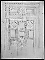 Unidentified, funerary altar, plan and elevations (recto) S. Giovanni Laterano, Oratorio della Santa Croce, paneling, elevation (verso), Drawn by Anonymous, French, 16th century, Dark brown ink, black chalk, and incised lines