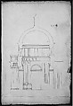S. Pietro in Montorio, Tempietto, section (recto) blank (verso), Drawn by Anonymous, French, 16th century, Dark brown ink, black chalk, and incised lines