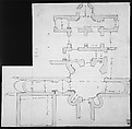 S. Giovanni Laterano, Centocelle, plan (recto) S. Giovanni Laterano, Centocelle, section (verso), Drawn by Anonymous, French, 16th century, Dark brown ink, black chalk, and incised lines