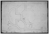 Unidentified, cornice, projection; architrave, projection (recto) Unidentified, ceiling, plan (verso), Drawn by Anonymous, French, 16th century, Dark brown ink, black chalk, and incised lines