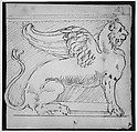 Unidentified, furniture support with winged lion motif, elevation, Drawn by Anonymous, French, 16th century, Dark brown ink, black chalk, and incised lines