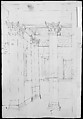Pantheon, entablature and column pilaster capital, projection; rosette, details; capital profile; base, profile; pilaster, plan (recto) Pantheon, rectangular niche, perspective (verso), Drawn by Anonymous, French, 16th century, Dark brown ink, black chalk, and incised lines