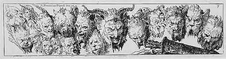 Heads of Satyrs and other Grotesque Heads, Giovanni Domenico Tiepolo Italian, Etching