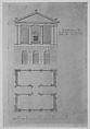 The Water House in the Park, Houghton, Norfolk, Plan and Elevation of the Portico Front, Henry Herbert, 9th Earl of Pembroke British, Pen and black ink, brush and gray wash
