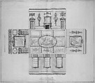 Design for the Dining Room at Kirtlington Park, Oxfordshire, John Sanderson (British, active from 1730, died 1774), Pen and gray, and brown ink, brush and wash